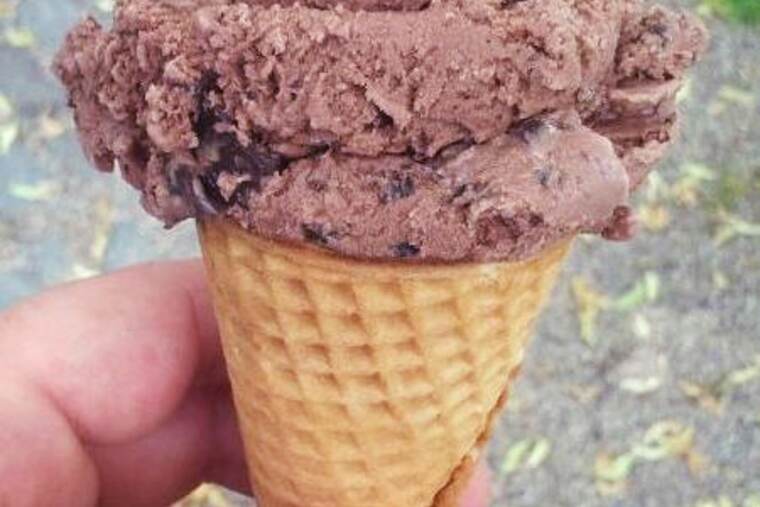 Detalle de helado de chocolate