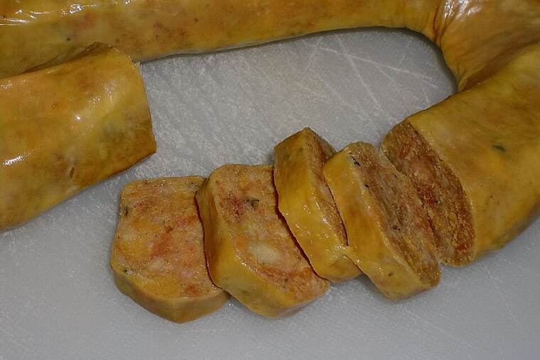 Detalle de morcilla frita
