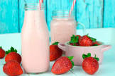 Batido lácteo, de fresa, bajo en calorías