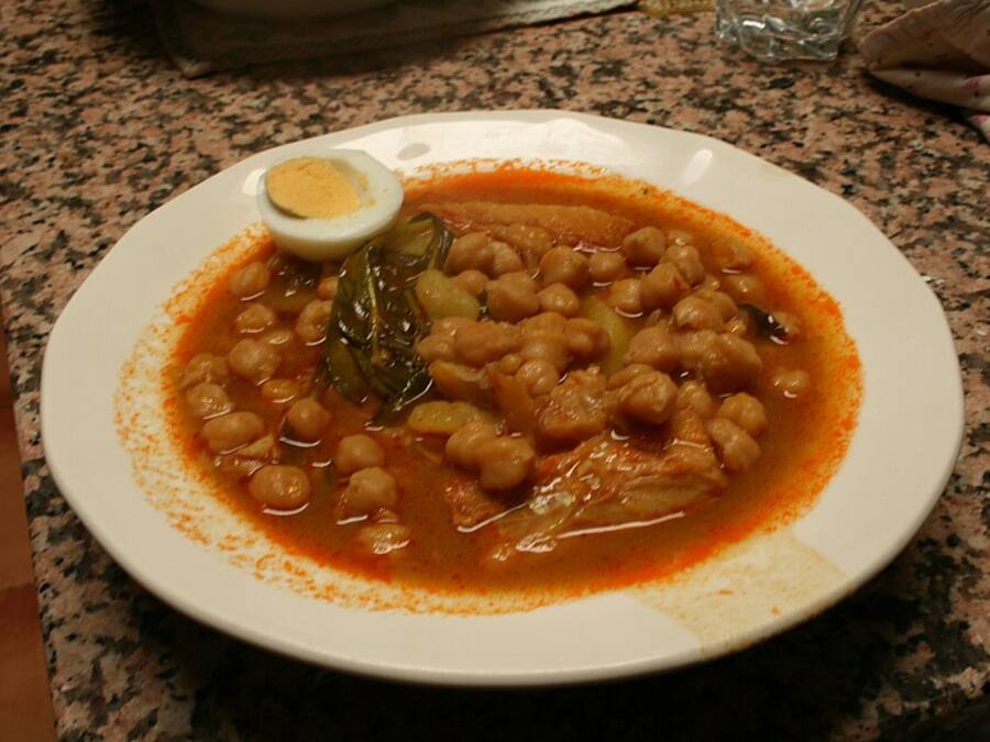 Garbanzos con espinacas y comino