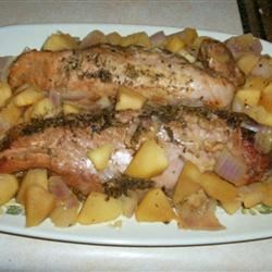 Receta de cerdo con hierbas y manzanas