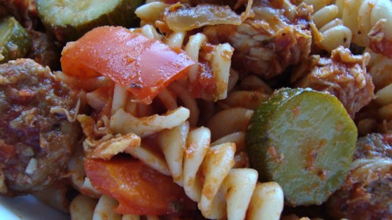 Receta de Pasta de Pollo, Salchicha y Calabacín