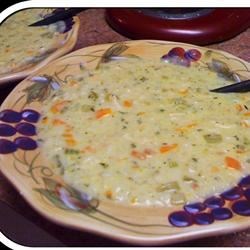 Receta de sopa cremosa de pollo y arroz